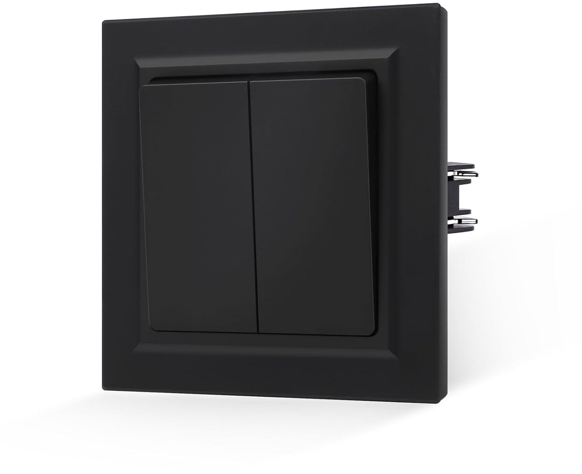 Lichtschakelaar zwart 2-weg - Rocker switch met gladde huid - Elegant ontwerp - Eenvoudige installatie - ShopVlot