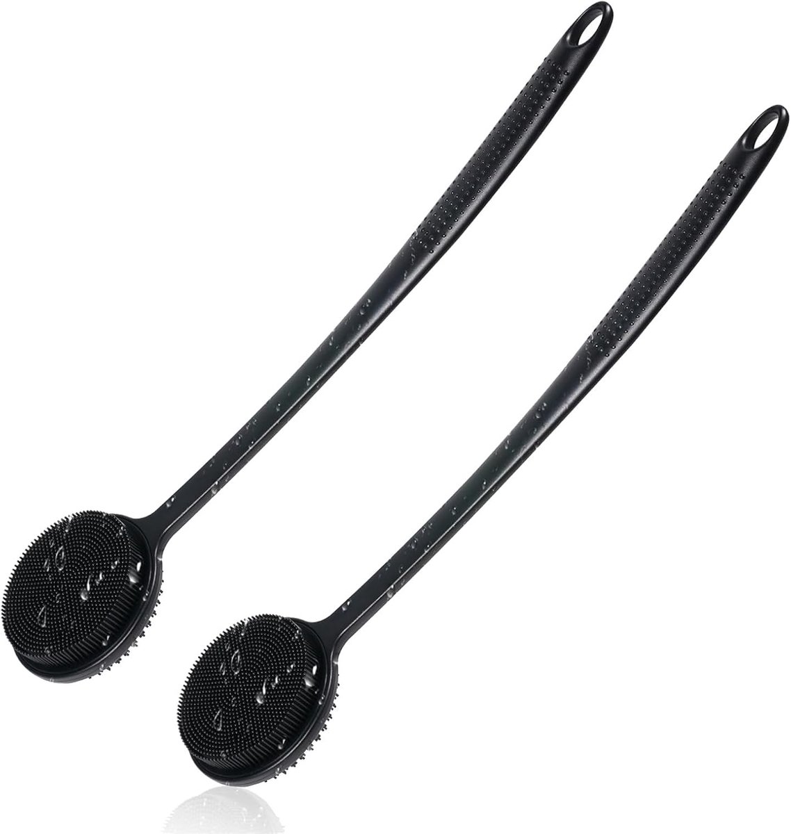 Body Scrubber 2 Pcs - Silikonenscrubber met lange handvat - Dubbelzijdig exfoliërend - ShopVlot