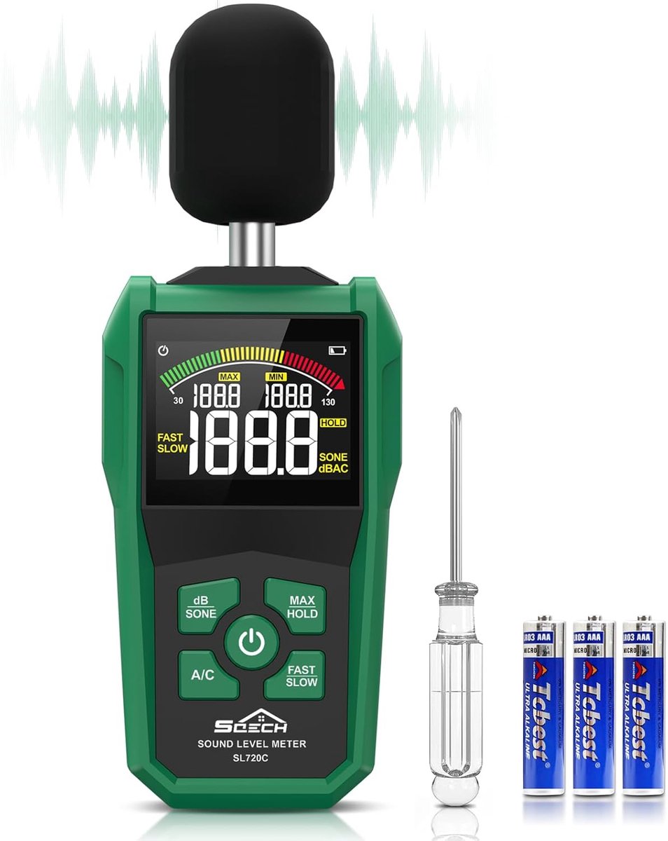 Geluidmeter met kleurenscherm - Digitale decibelmeter met A/C weging - Snelle/langzame respons - ShopVlot