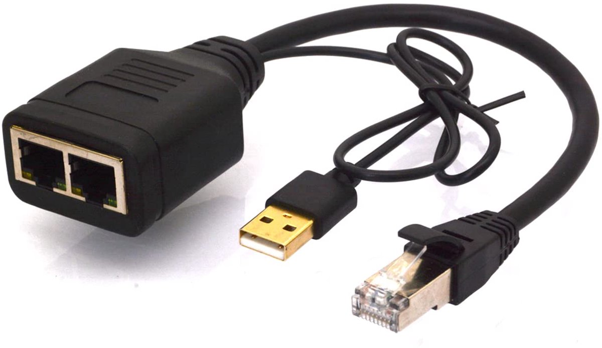 RJ45 netwerksplitter adapter - 1 naar 2 LAN ethernet extender - 1 vrouwelijke naar 2 vrouwelijke aansluitingen - ShopVlot
