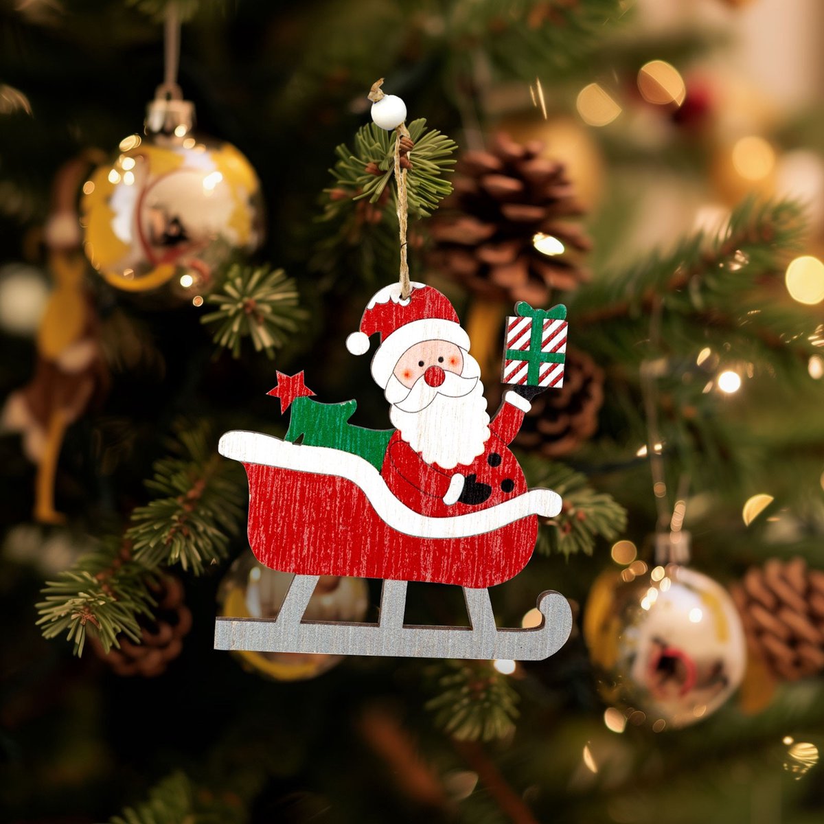 Kerstboomversiering - kerstman - ophangbaar - 21,5 x 11,5 cm 1 Stuks [58582B]