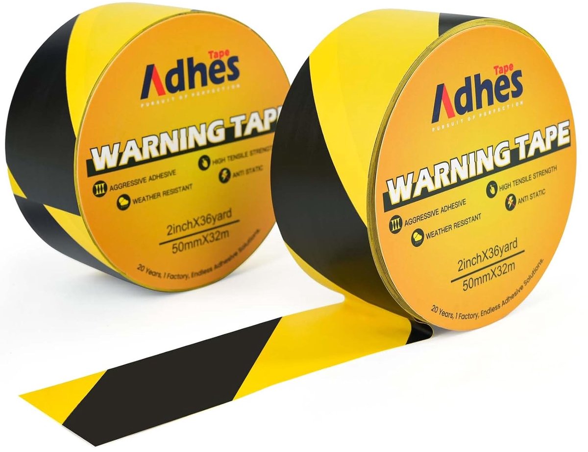 Waarschuwingsband gevaarlijk 50mm x 32m - zwart-geel gestreept PVC - duurzaam materiaal - marking van gevaarlijke zones - ShopVlot