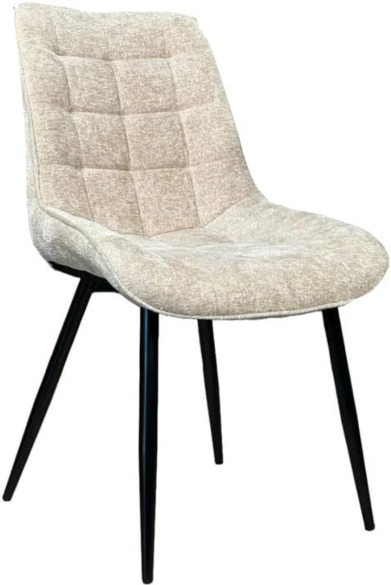 Eetstoel beige - chenille stof - makkelijk te monteren - perfect voor elk interieur - ShopVlot