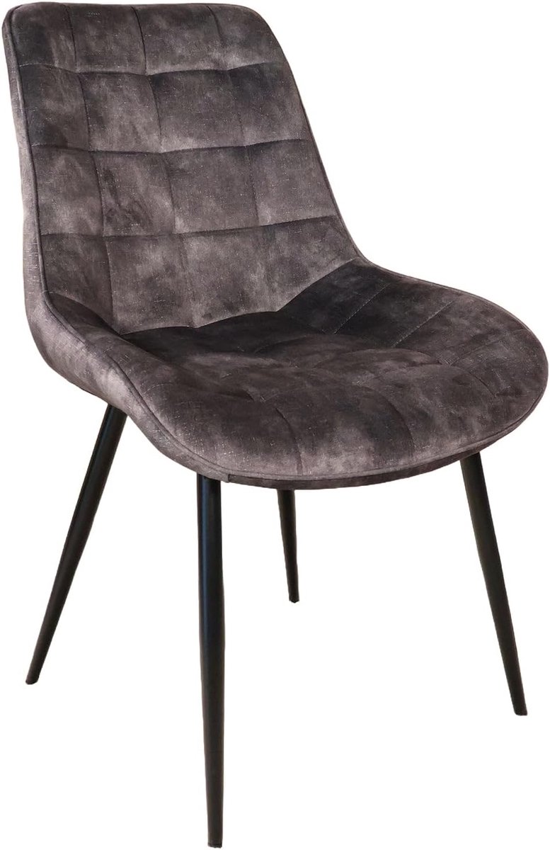 Eetstoel met hoge rugleuning - anthraciet velvet - gemakkelijk te monteren - stijlvol design - ShopVlot