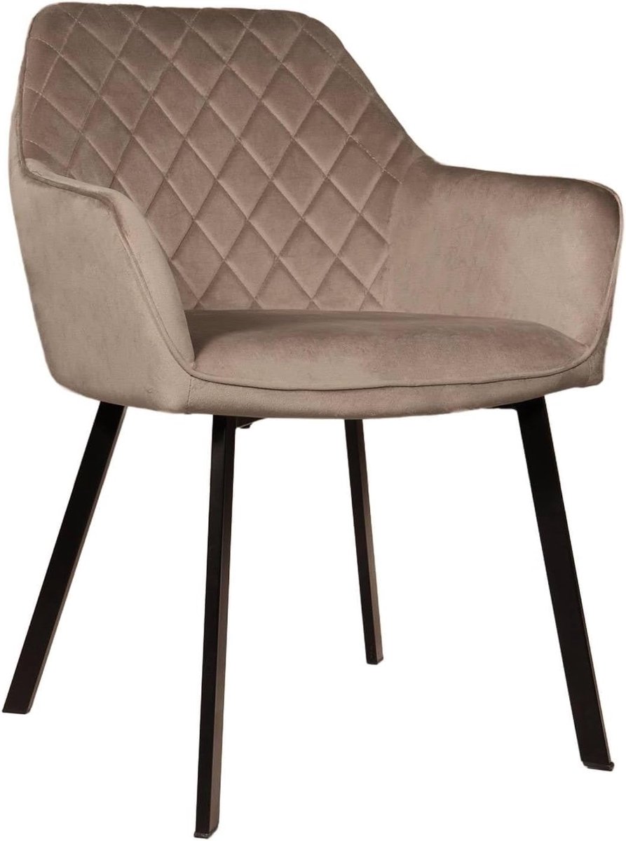 Eetkamerstoel met armleuning - 4 stuks - taupe velvet - eenvoudige montage - ShopVlot