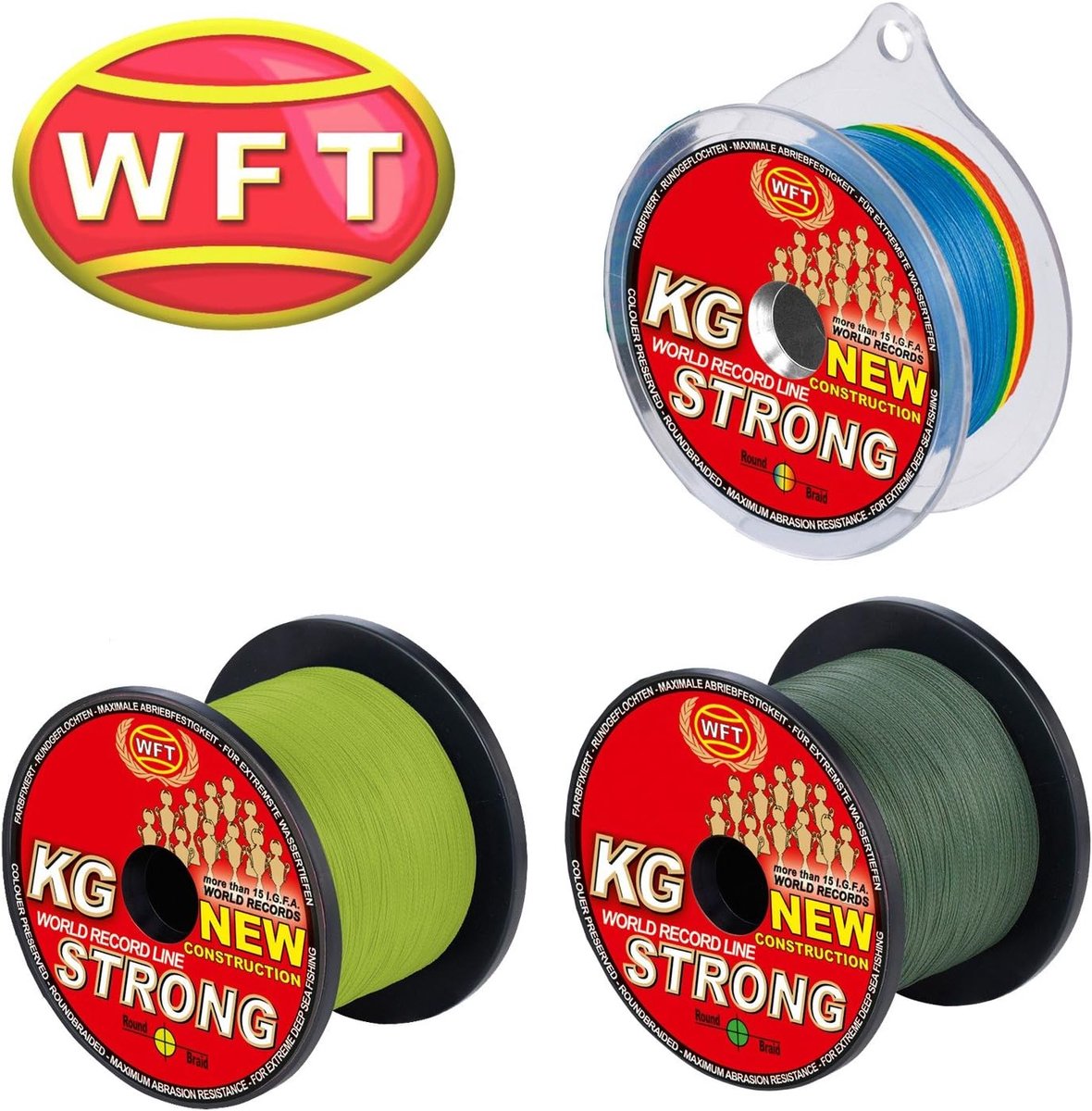 gevlochten lijn 600 m 0.18 mm - 22 kg belasting - groene, gele of multicolor - ideaal voor zeevissen - ShopVlot