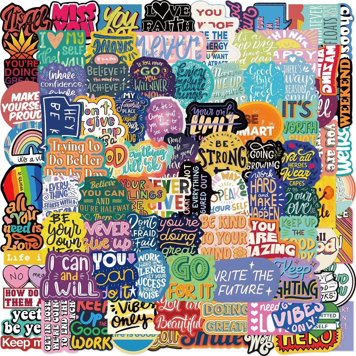 Inspirerende stickers - set van 50 - kleurrijk - perfect voor motivatie - ShopVlot