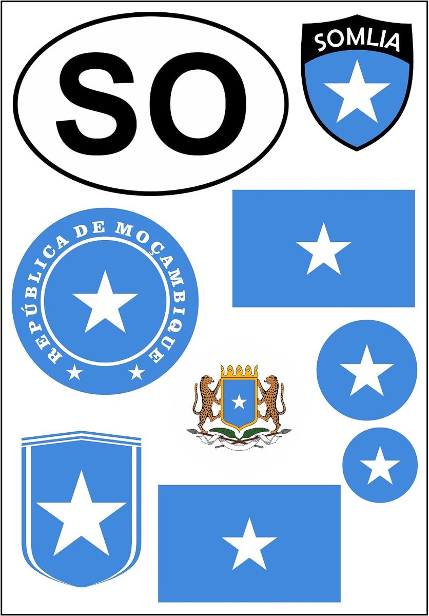 Stickerset Somalia 9 Stuks - Waterproof Vinyl - Diverse Maten - Versier je auto of motor - ShopVlot