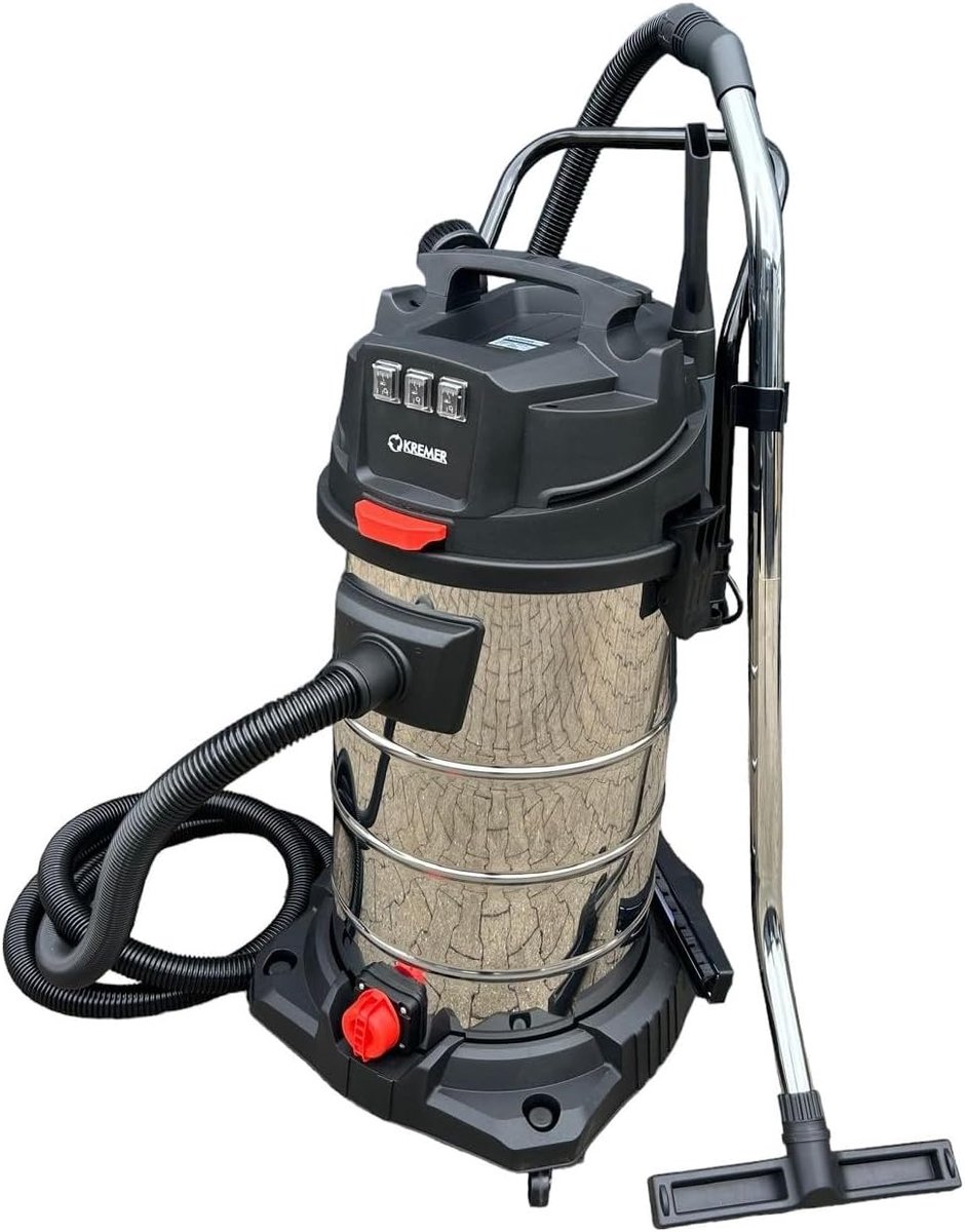 Industriele stofzuiger 3000 W - RVS 100 liter - 3 krachtige motoren - Ideaal voor nat en droog - ShopVlot