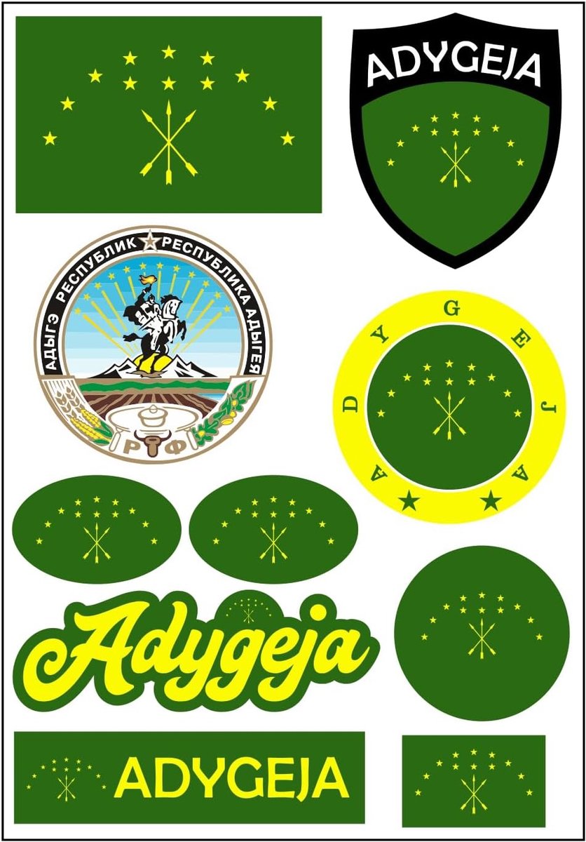 Stickers Adygeja - 10-delige set - Waterproof vinyl - Voor auto en motor - ShopVlot