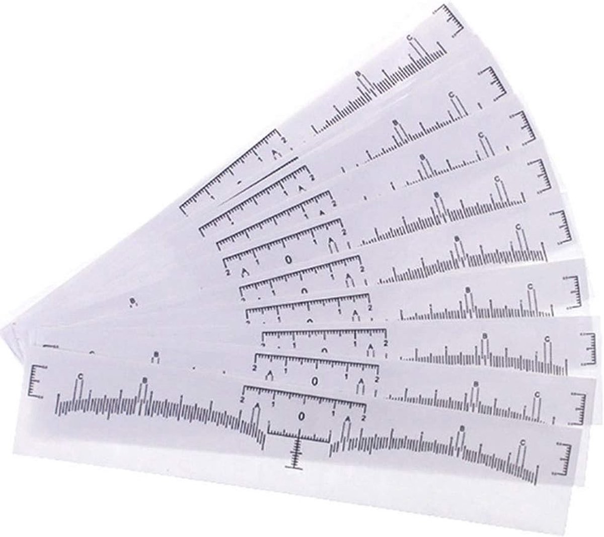 Wegwerp wenkbrauwregel sticker 100 stuks - zelfklevend PVC - transparant met zwarte markeringen - eenvoudig in gebruik - ShopVlot