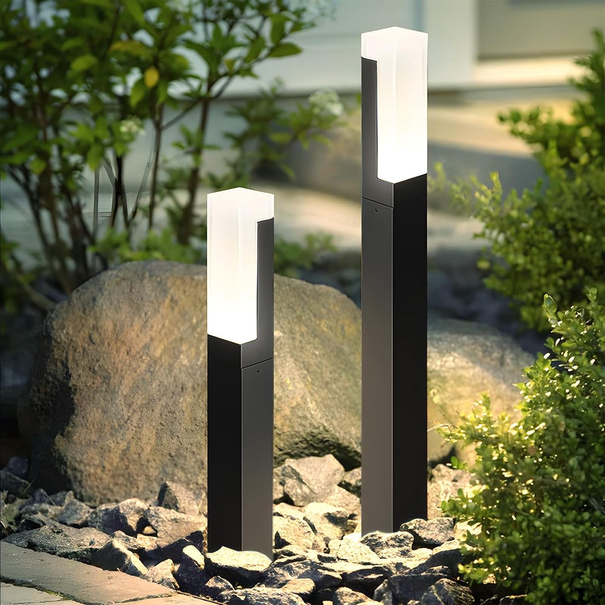 LED tuinlamp 40 cm - zwart aluminium - IP65 waterproof - sfeervolle verlichting voor buiten - ShopVlot