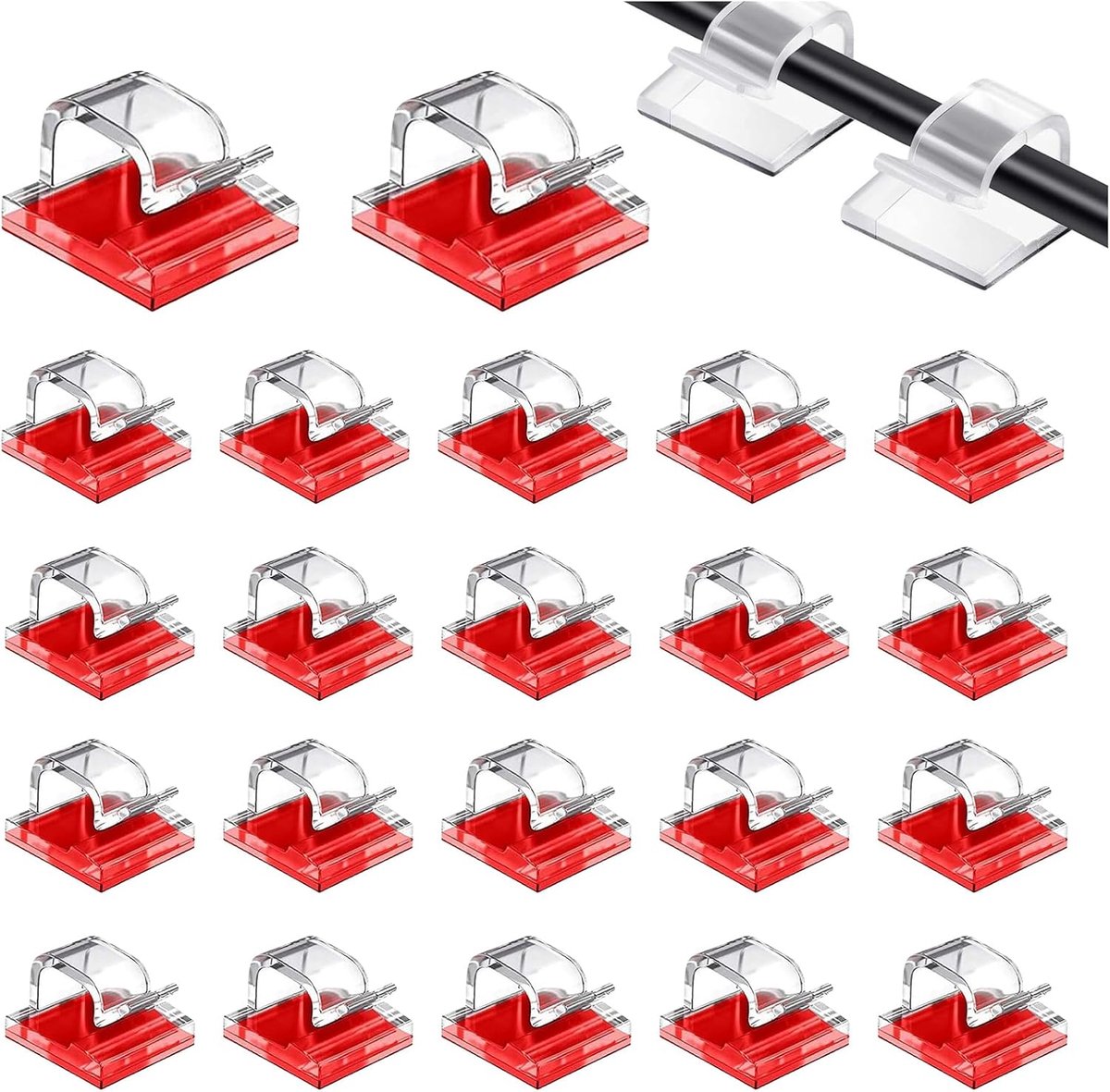 Adhesive hooks pack van 60 - transparant - extra sterke hechting - ideaal voor het bevestigen van verlichting - ShopVlot