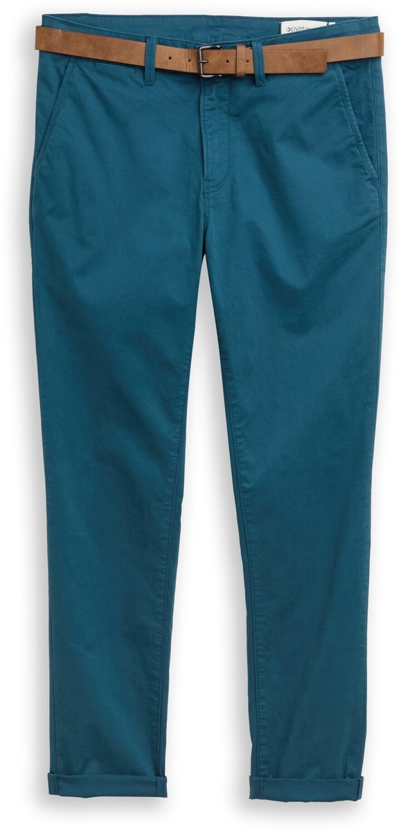 Tom Tailor Denim - Slim-fit chino met riem - Maat 36/32 - deep pond green