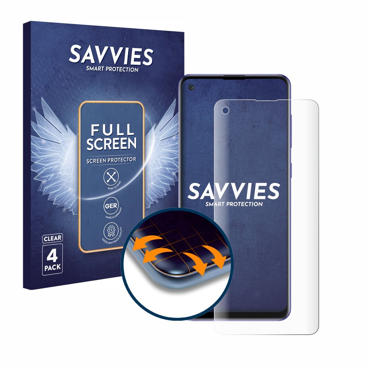 Savvies - Screenprotector voor Samsung Galaxy A21s - Folie Beschermfolie transparant volledig dekking 4 Stuks