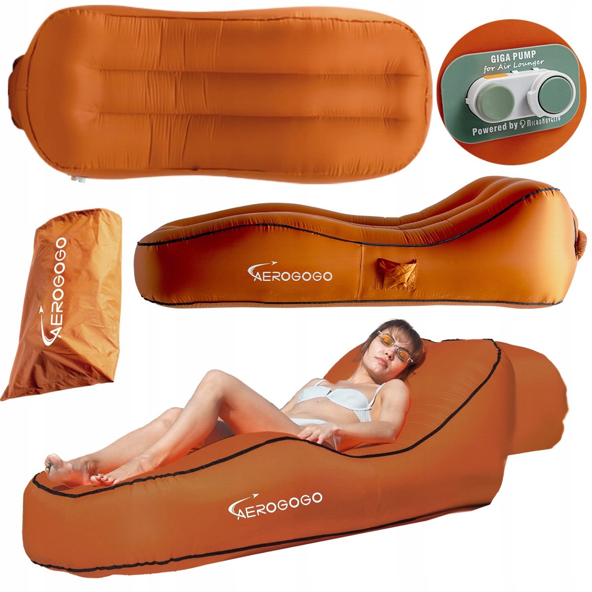 Aerogogo CS1 Automatische opblaasbare loungebank - Bruin