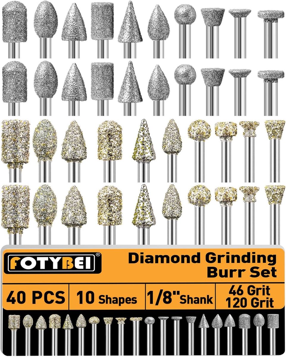 Diamantfrezen set 20-delig - korrelgrootte 120, 46 - diverse vormen - ideaal voor fijn slijpen - ShopVlot