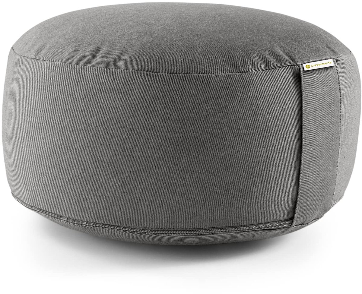 Meditatiekussen Rond Lotus - Yoga Zitkussen met 15 cm Zithoogte - Wasbare Katoenen Hoes - Gevuld met Spelt voor Comfortabele Meditatie en Yoga - Ergonomisch Zitkussen voor Ontspanning, Ademhalingsoefeningen en Mindfulness - GOTS Gecertificeerd