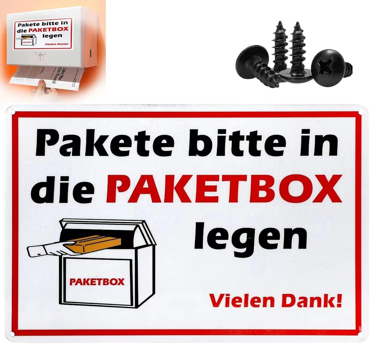 Pakketdoos Sticker - Aluminium 30 x 20 cm - Voor Duidelijke Bezorglocatie - Inclusief Bevestigingsmaterialen - ShopVlot
