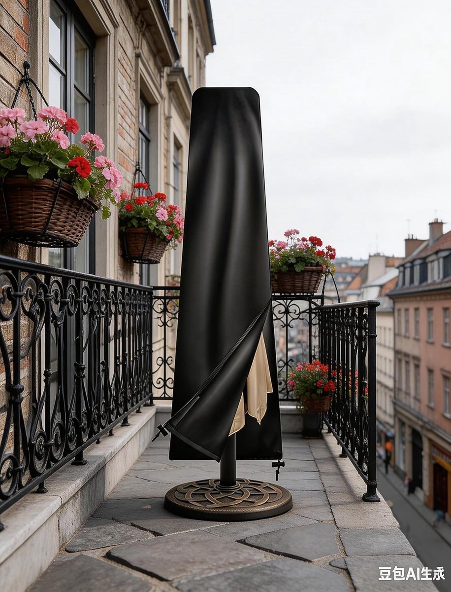 Parasol hoes 183 x 25 x 35 cm - zwarte waterdichte stof - weerbestendig - bescherming tegen regen en zon - ShopVlot