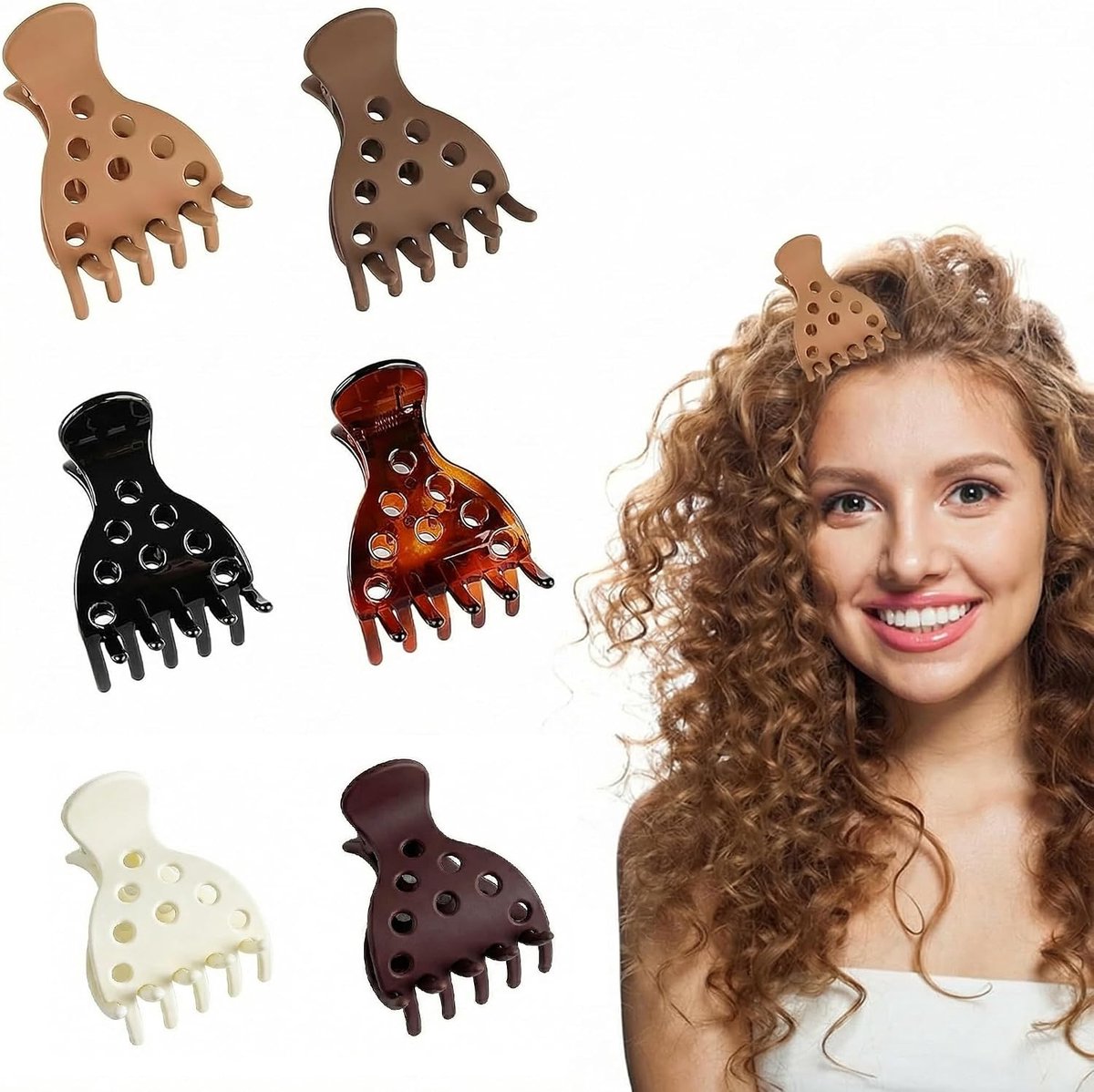 Wortellifting-haarklemmen 6 stuks - hoogwaardig acryl - roestbestendig - meer volume voor krullend haar - ShopVlot