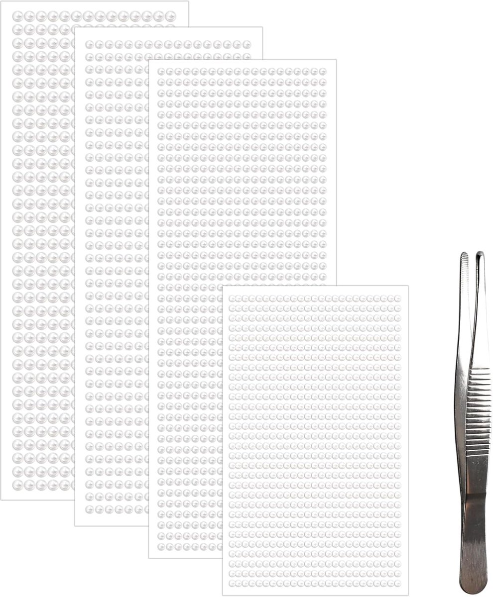 Stickervellen met parelstickers 2800pcs - zelfklevend - diverse maten 3mm/4mm/5mm/6mm - voor gezichtssieraden - ShopVlot
