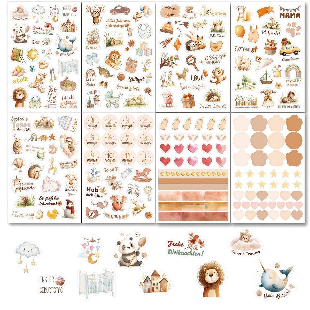 Baby Scrapbook Stickers 8 Boog - Waterdichte Decoratieve Stickers - Meerkleurig voor Eerste Jaar Planner - ShopVlot
