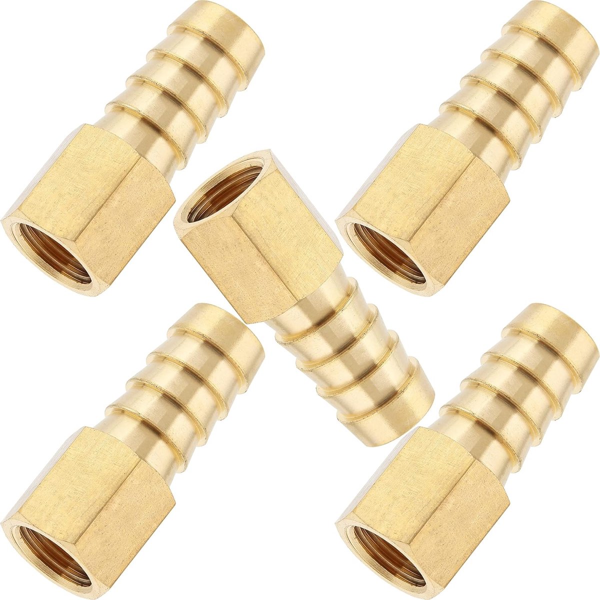 BSP-fitting coupler 1/4" x 1/2" - Messing - 5 stuks - Geschikt voor gas en water - ShopVlot