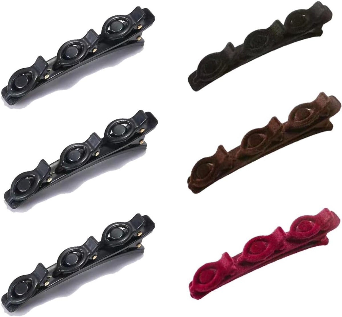 Haarclips set 6 stuks - kleine fluwelen haarclips - innovatieve grip - veilig haar stylen - ShopVlot