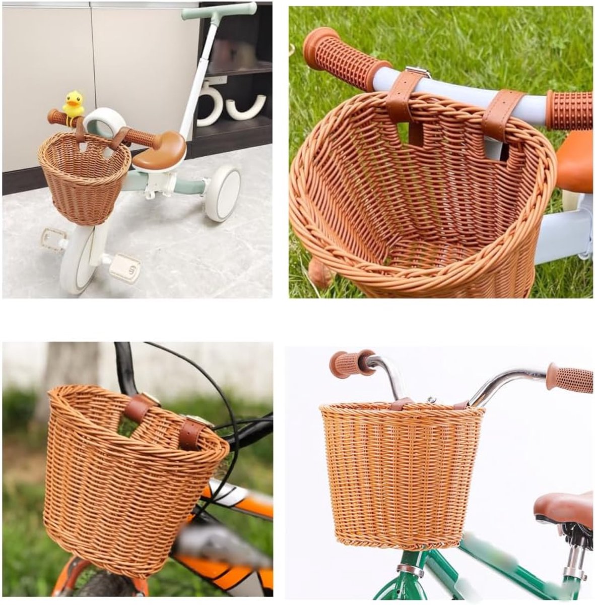 Fietsmand voor kinderen - handgeweven - afneembare band - decoratief - ShopVlot