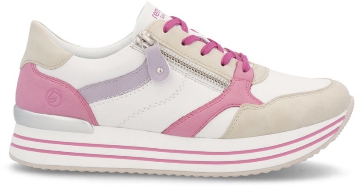 Remonte sneakers rits veters beige wit roze maat 40 uitneembare zool