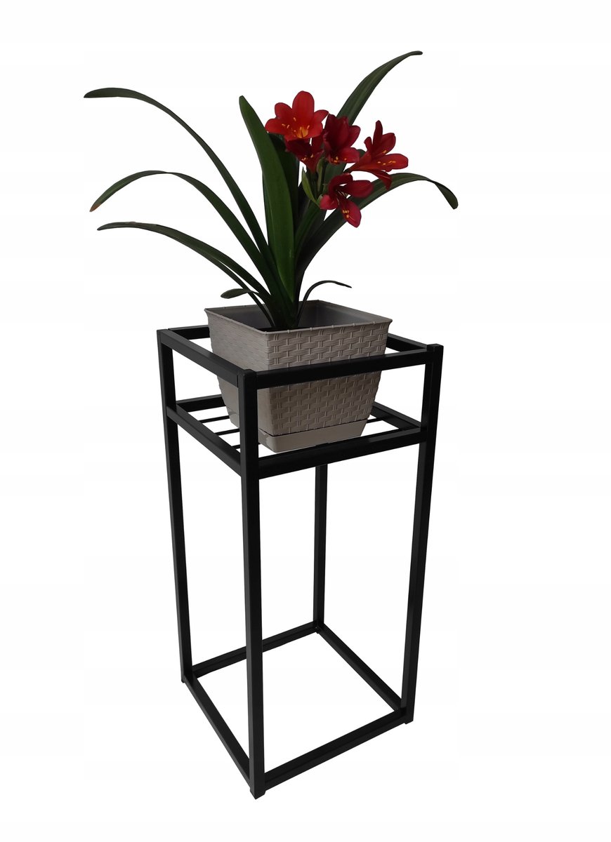 Moderne Metalen Plantenstandaard - 60cm Hoog - Zwart Mat