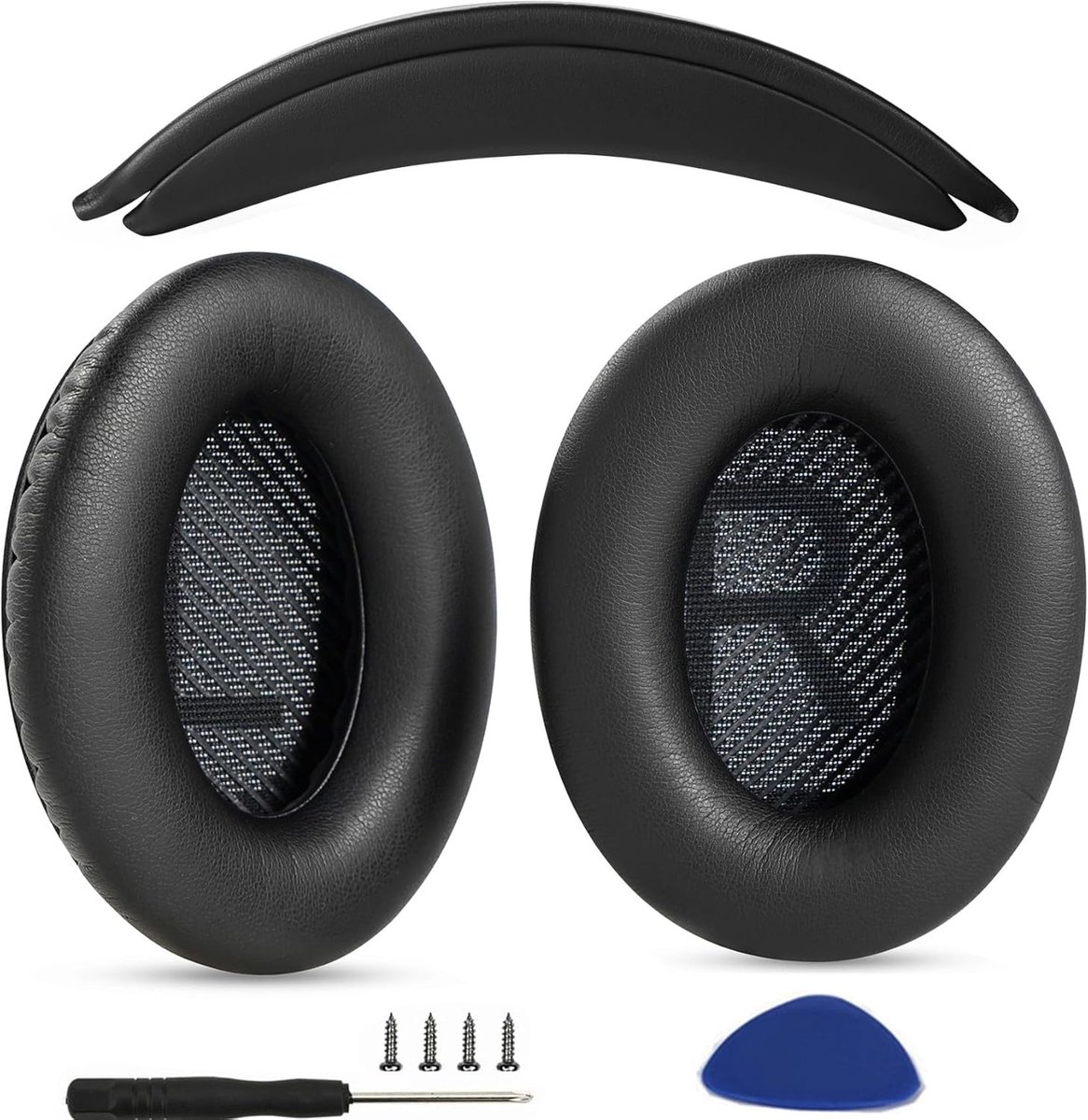 Oorkussens + hoofdband vervangingsset - zwart - compatibel met Bose QuietComfort 45 QC45 QC35 QC35 II - ShopVlot