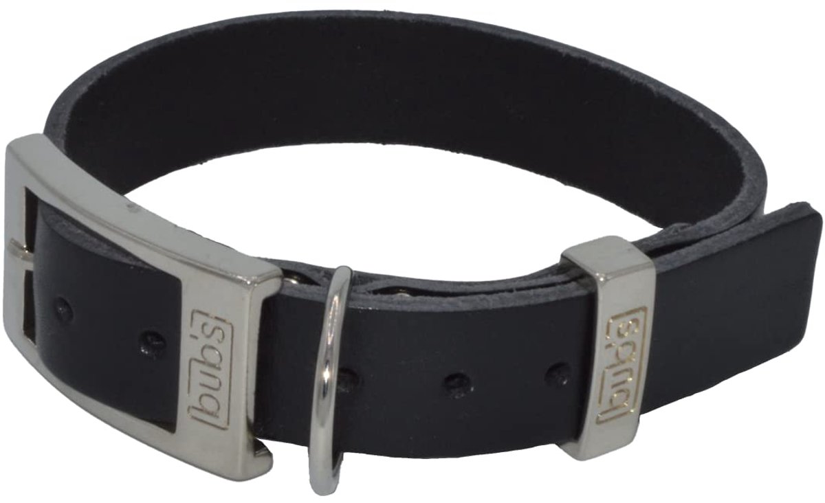 Hondenhalsband M - rundleer - geolied en zacht - hoge sterkte, verstelbaar van 31 tot 43 cm, zwart - ShopVlot