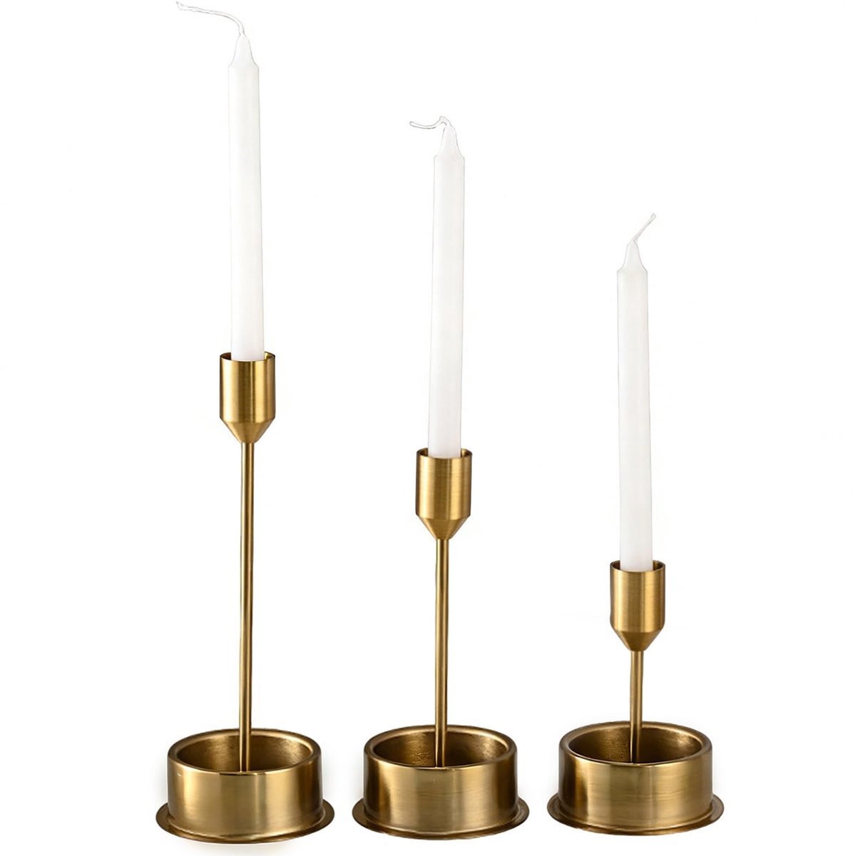Kaarsenhouders set van 3 - vintage goud - voor fijne kaarsen - stijlvolle tafeldecoratie - ShopVlot