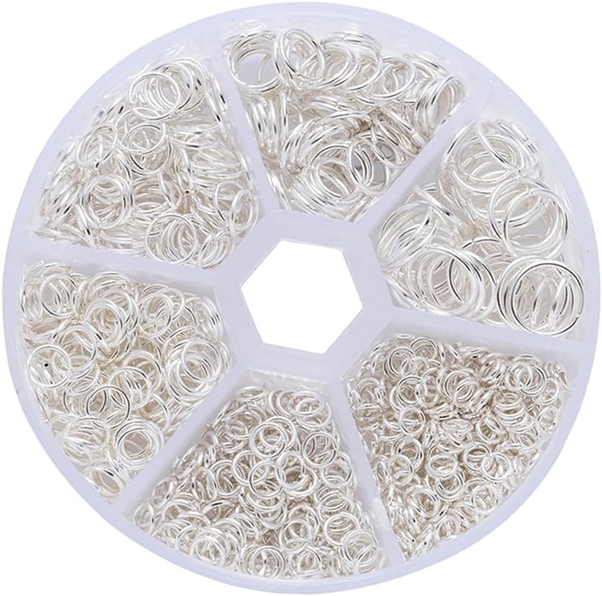 1000 open springringen - metalen connectoren voor sieraden, 4-10 mm, met opbergdoos