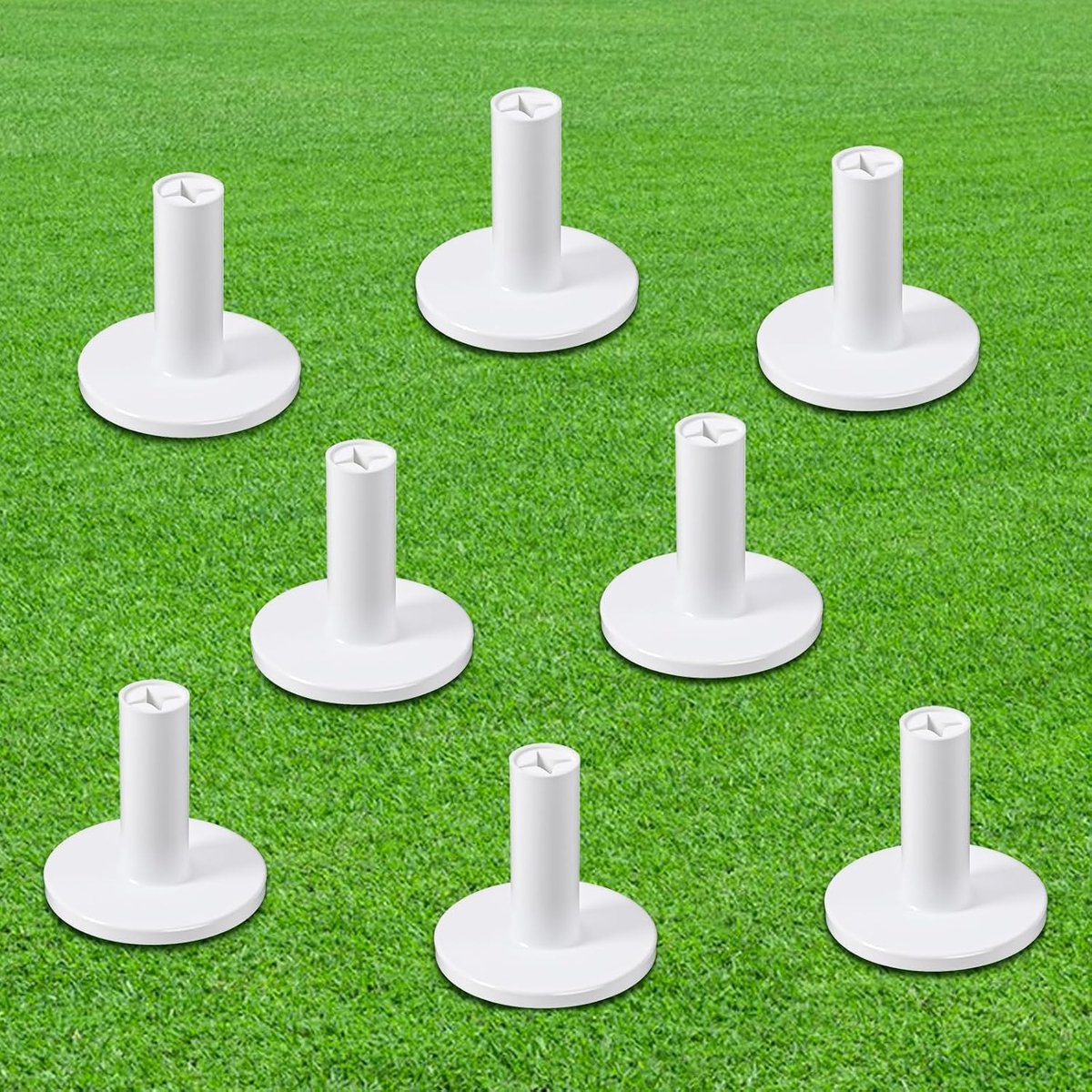 8 stuks 50 mm rubber golfmatten voor rijden range-matten, premium duurzame winter thee golf zachte praktijk golven theemat geschikt voor binnen en buiten (wit)