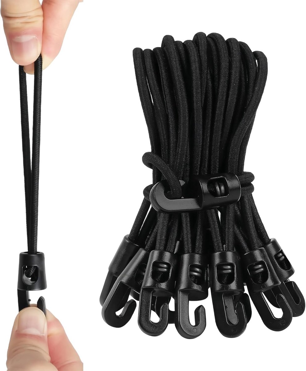 Spanrubbers met haken, 25 stuks expanders met haken, zwarte spanrubbers, rubberen spanners met haken 25 cm, voor bevestiging van dekzeilen en campingtenten