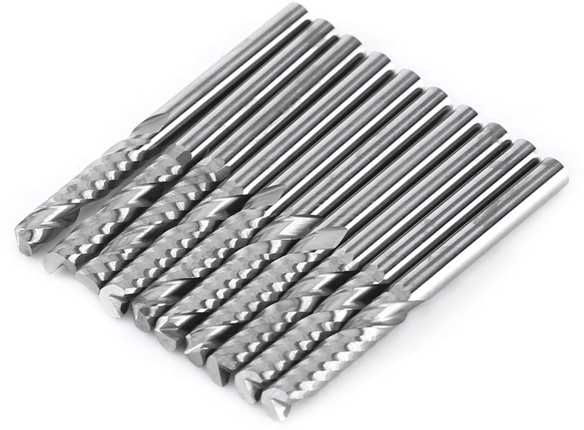 10 stks 3.175 MM Wolfraamcarbide Single Flute End Mill Mill Snijgereedschap voor Industriële Frezen Toepassing