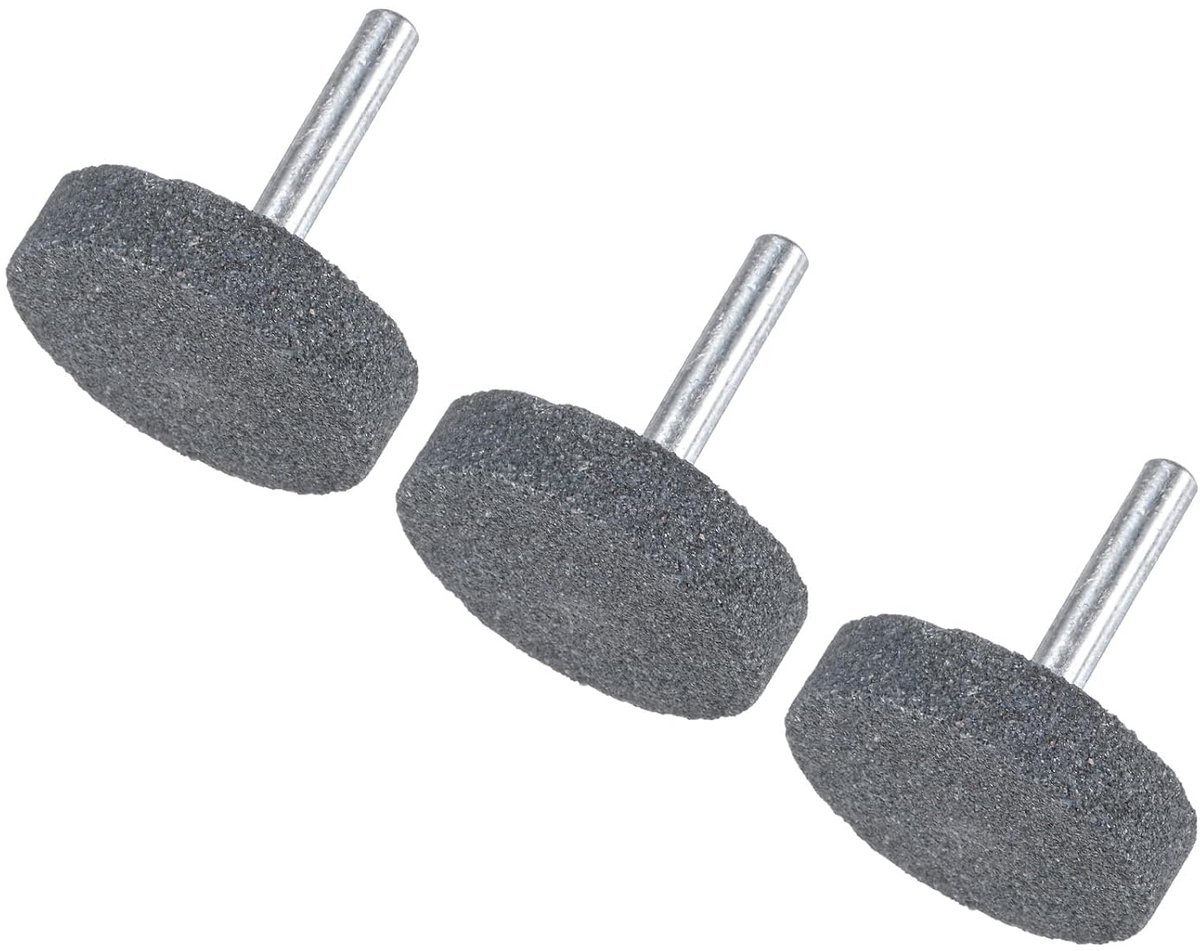 METERXITY 3 stuks slijpschijven, schacht 1/4 inch (6 mm) voor draaigereedschap, polijst- en schuurkop van aluminiumoxide, diameter 40 mm, korrel 80 [grijs]