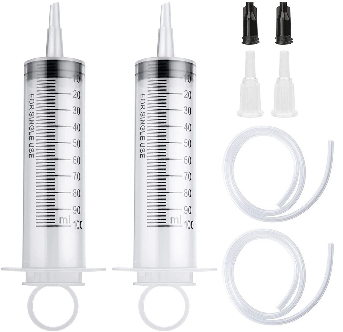 spuit, 2 stuks 100 ml spuitset met slang voor wetenschappelijke laboratoria, fabrieken en dagelijks gebruik