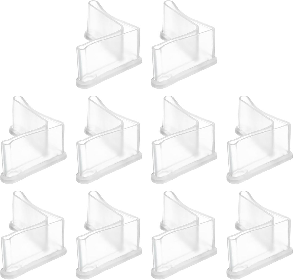 10 stuks voetkappen in L-vorm, 40 x 40 mm, pootbeschermers voor meubels, hoekkappen van ijzer voor meubels in L-vorm, transparant