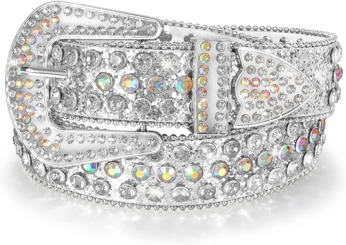 Strass-riem voor mannen en vrouwen, bling western cowgirl cowboy leren riem met klinknagels, glanzende tailleriem voor jeans, broeken, jurken