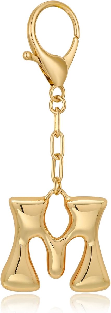 Dames, chunky goudkleurige bubbelletter, stijlvolle tas- en handtasbedel, gepersonaliseerde sleutelhanger, accessoire