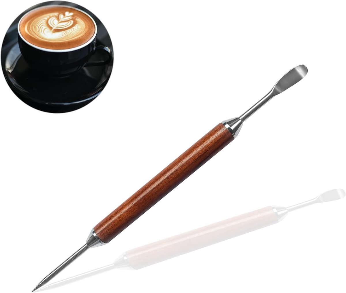 Art Pen Koffie Latte versieren kunst Pen Roestvrij staal huishoudelijke keuken gereedschap houten handvat koffie Pen Espresso Machine Cafe accessoire voor DIY verschillende creatieve patronen