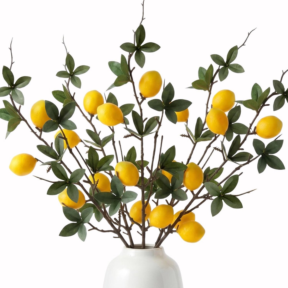 Geel Mini Citroen Levensechte Kunstmatige Decoratie met Bladeren Nep Realistisch Fruit Tak Simulatie DIY Krans Tuin Model 5 Stuks