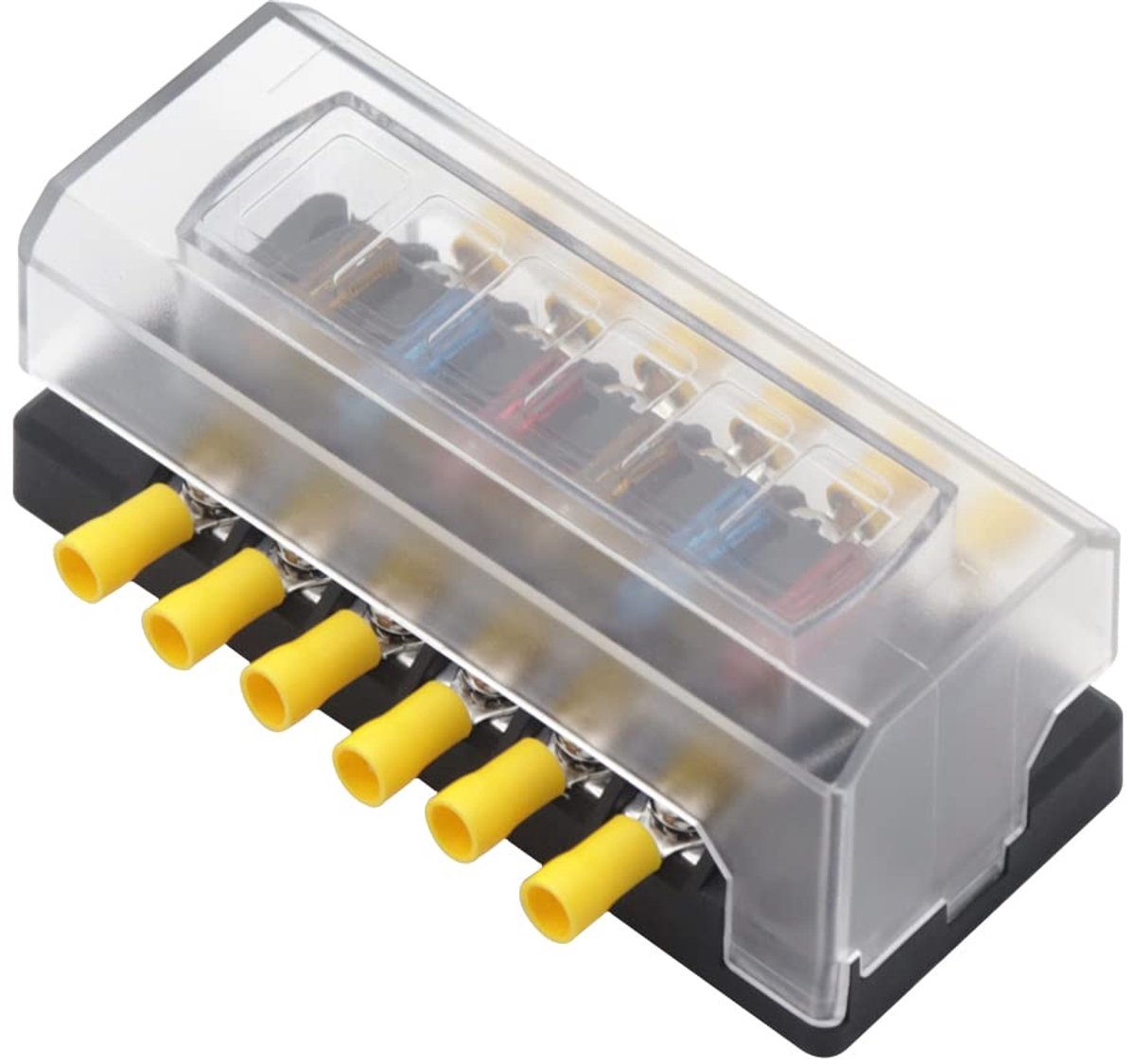 6-voudig, 12 volt - 32 V, voor auto, zekeringkast, boot, camper, caravan, zonne-installatie, camper, aanhanger, auto, zekeringsblok, rode led-display