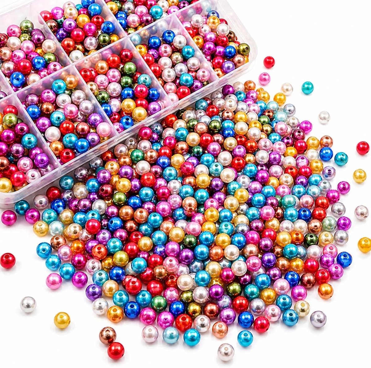 Kweekparels, imitatieparels, parelmoer, wasparels, 4 mm, 1500 stuks, gemengde kleur, kunstparels, voor bruiloft, feest, decoratie, sieraden, knutselen, waxkralen