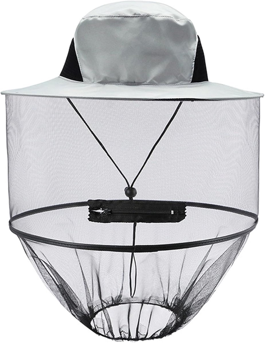 1 Stuk Mosquito Head Net Hat Portable Face Net Mesh met Hoed Hoofd Nethoed Safari Hoed Zonnehoed Bijenhoed Emmerhoed met Netgaas voor Outdoor Wandelen Kamperen Klimmen Vissen en Wandelen