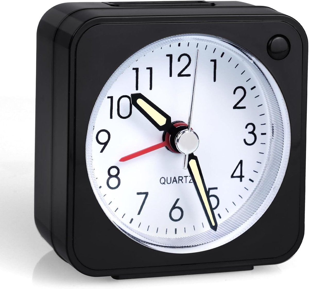 Miniformaat wekker, stille wekker, geen tikken op batterijgevoede nachtklokken, slaapkamerwekker met snooze en nachtlampje voor slaapkamer, kantoor, keuken (batterij niet inbegrepen)
